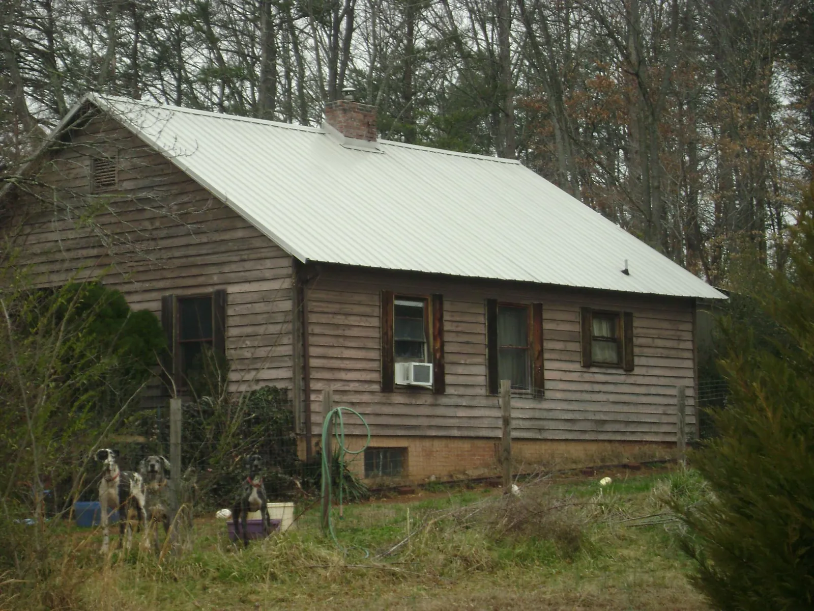 White metal roof on an old wood sided farmhouse, from a Asphalt Shingle Roof Repair job in Waterboro